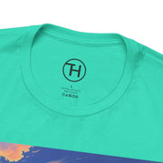 Surfing into the Sunset Tee, Surf Tee, Beach Vibes T-Shirt, Summer Apparel, Gift for Surfers, Adventure Wear