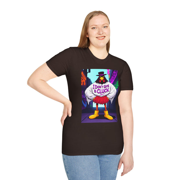 Funny Graphic T-Shirt for Humor Lovers, Unisex Softstyle Tee, Casual Wear, Gift for Friends, I Don't Give a Cluck Shirt