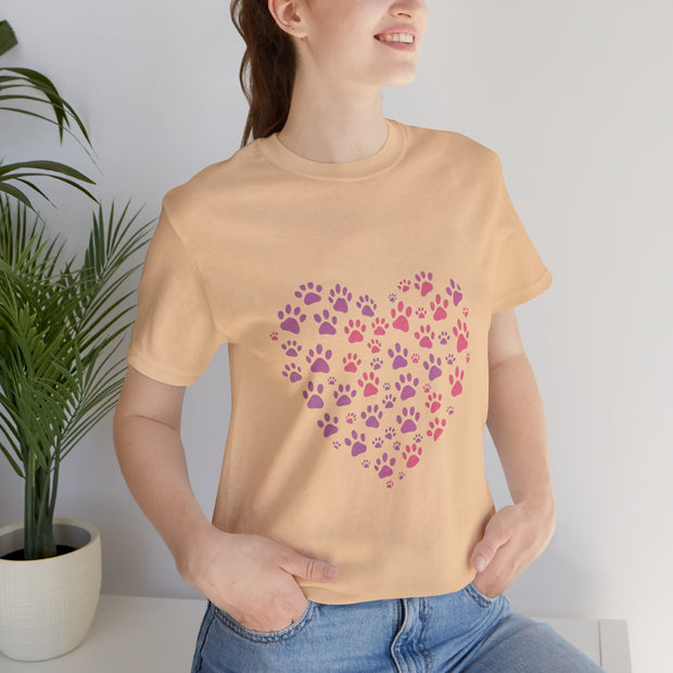 Heart Paw Print Unisex Tee | Dog Lover Gift, Animal Print Shirt, Cute Pet Apparel, Birthday Gift for Pet Owners, Valentine's Day Tee