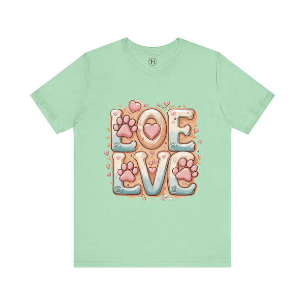 Love Paw Print Short Sleeve Tee for Pet Lovers