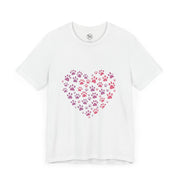 Heart Paw Print Unisex Tee | Dog Lover Gift, Animal Print Shirt, Cute Pet Apparel, Birthday Gift for Pet Owners, Valentine's Day Tee