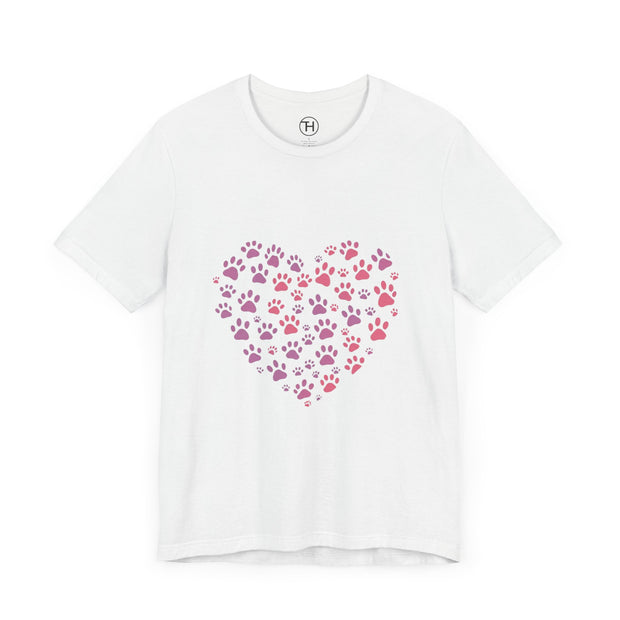 Heart Paw Print Unisex Tee | Dog Lover Gift, Animal Print Shirt, Cute Pet Apparel, Birthday Gift for Pet Owners, Valentine's Day Tee