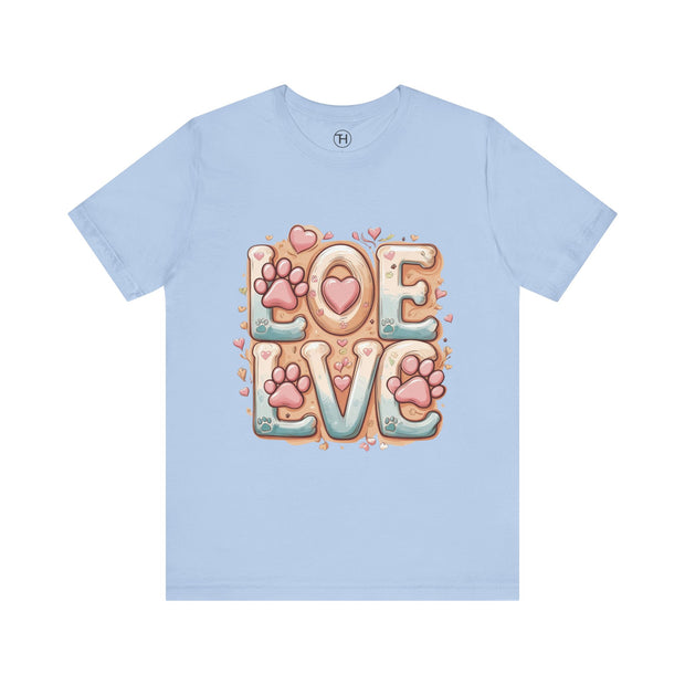 Love Paw Print Short Sleeve Tee for Pet Lovers