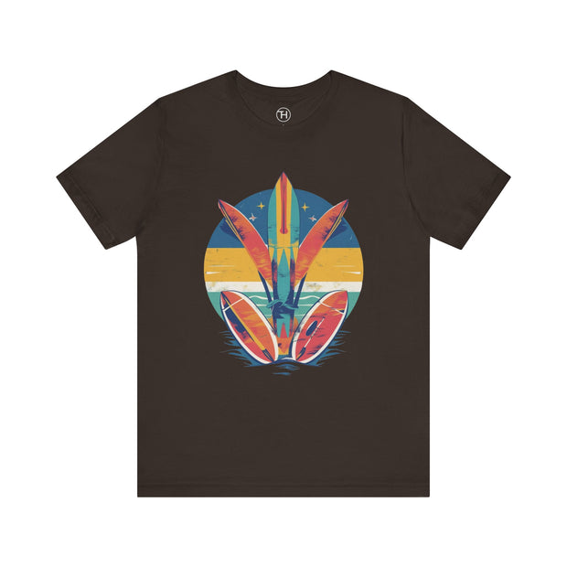 Retro Surfboard Vibe Unisex Jersey Tee | Beach Lover Gift, Summer T-Shirt, Casual Style, Vacation Wear, Surfing Apparel