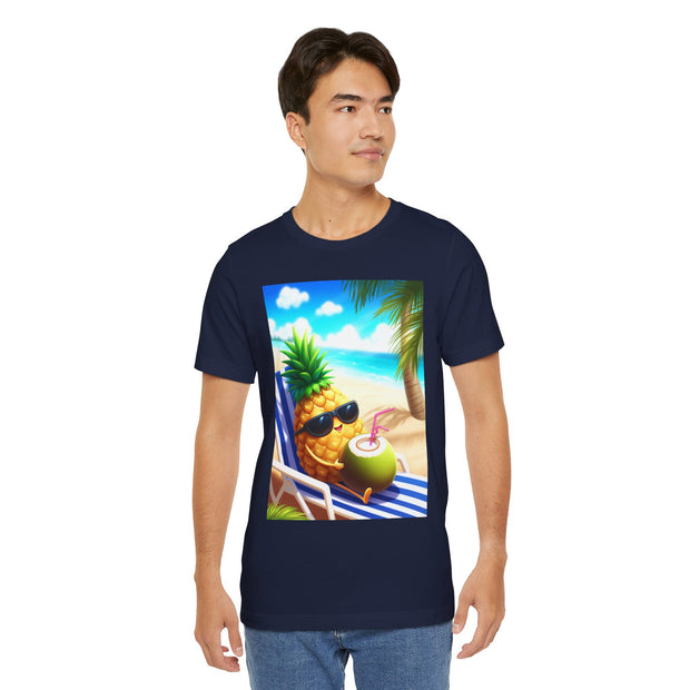 Tropical Drink Tee - Pineapple and Coconut Design, Summer Shirt, Beach Vibes, Vacation Apparel, Gift for Foodies, Unisex Style