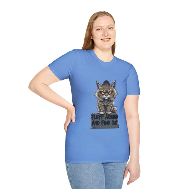 Funny Cat Graphic T-Shirt, Fluff Around and Find Out Tee, Cat Lover Gift, Unisex Humor Shirt, Casual Everyday Wear