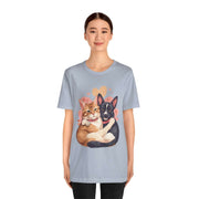 Cute Pet Lovers Tee featuring an illustrated cat and dog, perfect for animal enthusiasts and casual wear.