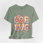 Love Paw Print Short Sleeve Tee for Pet Lovers