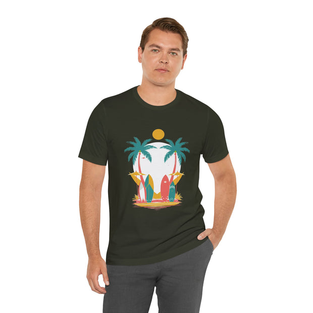 Tropical Surf Tee, Beach Vibes Shirt, Summer Fun Top, Surfing Apparel, Vacation T-Shirt