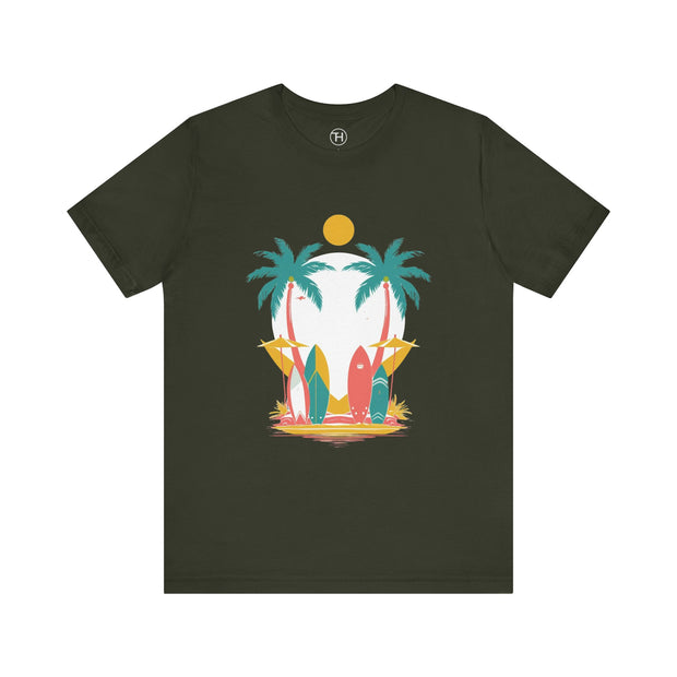 Tropical Surf Tee, Beach Vibes Shirt, Summer Fun Top, Surfing Apparel, Vacation T-Shirt
