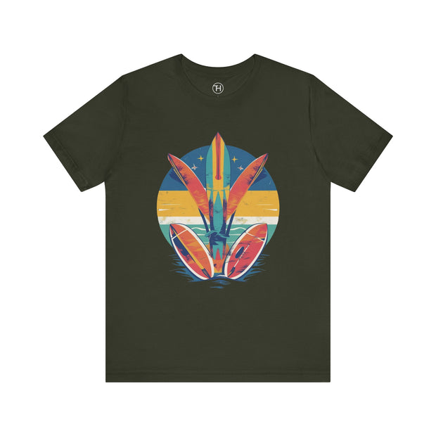 Retro Surfboard Vibe Unisex Jersey Tee | Beach Lover Gift, Summer T-Shirt, Casual Style, Vacation Wear, Surfing Apparel