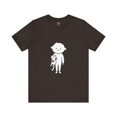 Cute Pet Lover Tee, Cat and Child Design, Gift for Animal Lovers, Casual Wear, Birthday Gift, Fun Graphic Tee