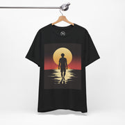 Sunset Walk Unisex Jersey Tee, Beachwear, Summer Outfit, Gift for Him, Casual Wear, Vacation Essentials