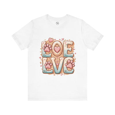 Love Paw Print Short Sleeve Tee for Pet Lovers