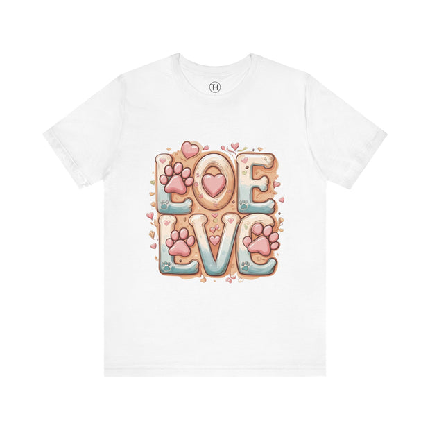 Love Paw Print Short Sleeve Tee for Pet Lovers