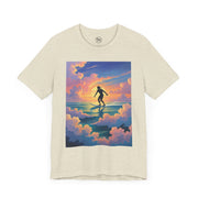 Surfing into the Sunset Tee, Surf Tee, Beach Vibes T-Shirt, Summer Apparel, Gift for Surfers, Adventure Wear